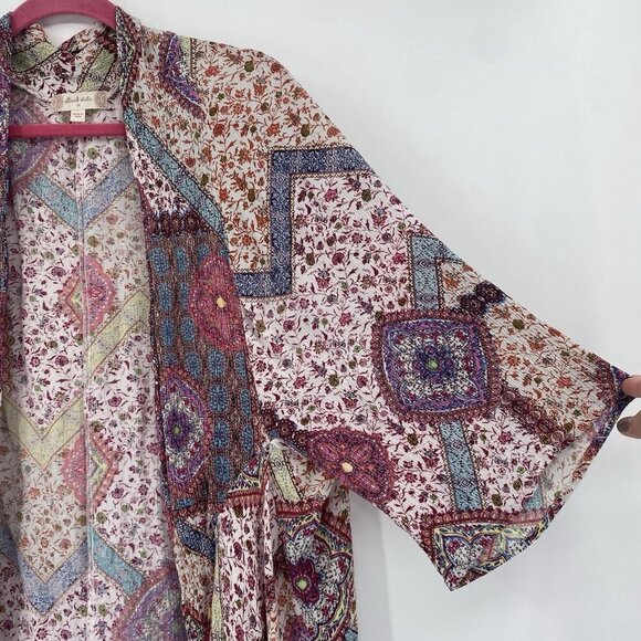 Altar'd State Paisley Kimono Patchwork Size Medium Boho Tie Front - Picture 10 of 10